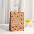 Brown kraft paper gift bag with red heart print and twisted rope handles for Valentines - Heart Style 02 / 21cmx15cmx8cm