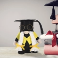 Graduation gnome plush toy wearing black hat and glasses with white braids - Braid Style