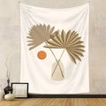 Wandteppich im Boho-Stil mit abstrakten Palmblättern und Vasenkunst für die Heimdekoration - LC-14 (Abstrakte Pflanze/Geometrischer Punkt/Vase) / 73*95CM (Gebürstet)