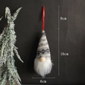 Grey knitted forest gnome ornament with white beard and size markings for Christmas trees - Gray Pattern (D)