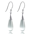 Elegant S925 sterling silver drop earrings with translucent white cat eye stones - White Cat's Eye Style / Moonlight White