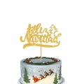 Goldener Glitzer Feliz Navidad Tortenstecker mit Weihnachtsbaum für festliche Party Dekoration - Gold Feliz Navidad (Weihnachtsbaum-Stil) / Mit Klebepunkten