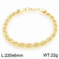 Golden stainless steel twist rope chain bracelet 6mm wide and 220mm long with lobster clasp - Gold Twist Rope Style (KB204707-ZJZL)