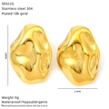 Spécifications détaillées des boucles d'oreilles en acier 304 plaqué or 18k au fini liquide - Style Irrégulier Lave Liquide (SE022G)