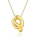 Polished 18k gold plated 3D balloon bubble letter Q pendant with a delicate chain - Letter Q