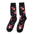 Festliche schwarze Socken mit bunten Weihnachtsmann- und Schneeflockenmustern - Weihnachtsmann