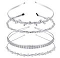 Silver rhinestone and pearl headband set featuring four unique bridal hair accessories - 4-Piece Set Silver