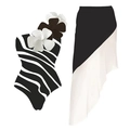 Costume intero zebrato monospalla con fiori 3D e gonna lunga asimmetrica - S / Set Costume da Bagno e Gonna