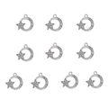 10er Set silberne Mond und Stern Anhänger aus Legierung mit funkelnden Zirkonia Steinen - 5#-Silberner Mond Stern / 10er Pack