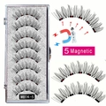 Black 5-magnet magnetic eyelash set MB1K-5 with five pairs in a silver glitter storage box - MB1K-5 / 5 Pairs Eyelashes (No Tools)