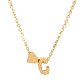 Gold-plated necklace with a polished heart charm and 3D initial C letter pendant - Letter C (10019)
