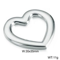 Silbernes hohles Herz Metallzubehör 35x35mm Größe und 11g Gewicht auf weißem Grund - 35*35mm / Stahlfarbe (KLJ111-Z)