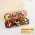 Lot de 6 cupcakes français artificiels en boîte avec fruits réalistes et texture en PU - Boîte de Cupcakes au Café et à la Menthe (XMB-39)