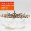 KC gold pearl crown headband with white crystals, 14.5cm diameter for bridal styling - Style 2 (KC Gold)