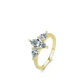 Vergoldeter S925 Silberring mit Zirkonia-Steinen im Marquise- und Birnenschliff - US-Größe 5 / Gold