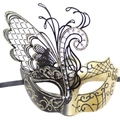 Elegante schwarz-goldene Maskenball-Maske mit Metallschmetterling und funkelnden Strasssteinen - Goldene Schmetterlingsmaske