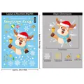 Christmas reindeer static window sticker with snowflake patterns and size dimensions - BQ290 Christmas Reindeer