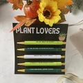 Plant lovers 5-piece ballpoint pen set with green and white barrels and gold accents - Plant Lovers