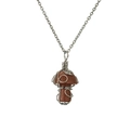 Handmade wire wrapped mushroom pendant necklace with brown goldstone and silver chain - Gold Sandstone