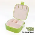 Portagioie portatile in silicone verde matcha con fodera rosa e manico bianco - Scatola di silicone / Verde