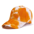 Detailed view of tie-dye baseball cap with vibrant orange and white canvas texture - One Size / Orange