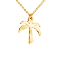 Collier avec pendentif palmier cocotier doré minimaliste et chaîne fine sur fond blanc - Cocotier doré