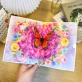 3D pop-up greeting card featuring a large orange monarch butterfly with colorful flowers - Hydrangea Butterfly Pop-Up Card (S849)