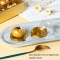 Golden round plastic tray for mooncake and pastry with clear dome lid, 7cm diameter - 75g Round Tray/Cover (50 Pcs) / Gold