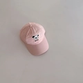 Close-up of pink quick-dry baseball cap featuring a cute cartoon dog embroidery and text - 52-54cm 3-6 Years / Pink
