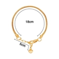 Adjustable 18cm gold snake bone chain bracelet with heart charm and 5cm extender - Gold (18cm+5cm)