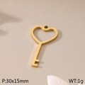 Pendentif clé cœur dorée en acier inoxydable pour création de bijoux DIY 30x15mm - Pendentif Clé Coeur(KLJ7994-Z)