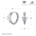 Dimensioni dettagliate degli orecchini a fiore in argento S925 con zirconi 5A - Argento 925 / Argento 925 Placcato Oro Bianco Tipo 2