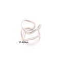Irregular silver double-layer wave open ring in polished stainless steel for women - Double Layer Twisted Style (XKR0221) / 11.62mm / Steel