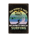 Retro metal surf plaque with ocean sunset scene and The Ocean is Salty text - 11540(27) / 20*30cm