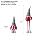Standing Christmas gnome with extendable legs in red and grey, height 60cm to 90cm - A410-3 Female (Grey Deer Hat / Braids / 90cm)