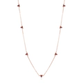 Minimalist S925 sterling silver rose gold necklace with five heart-shaped red gems - Heart Necklace / Rose Gold