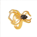 Adjustable gold spider ring with black drip oil detailing on a clean white background - Spider / Gold