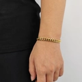Men's chunky gold stainless steel Cuban link bracelet with spring clasp closure - Gold (Width 8mm) / Bracelet 7 Inches (17.78cm In Length)