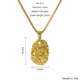 Collar de dragón de acero inoxidable chapado en oro de 18K con dimensiones y peso detallados - Acero Inoxidable Chapado en Oro de 18K / Dorado