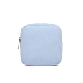 Light blue corduroy makeup pouch with square design and zip closure for travel - Sky Blue