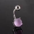 Macro shot of purple frosted bead navel ring with 4-claw setting on black background - 1.6x10x5x8mm / Purple
