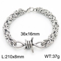 Silver stainless steel Byzantine chain bracelet with barbed wire knot for men and women - Heavy Byzantine Chain Barbed Wire Bracelet (KB181211-Z)