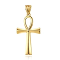 Golden Ankh cross pendant in polished stainless steel on a professional white background - No Chain / Gold