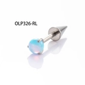 F136 Titan Ohrstecker mit hellblauem Opal und einem modischen spitzen Kegelverschluss - Wolkenblau (OLP326)