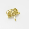 Close-up of polished gold ponytail wrap with minimalist irregular wire winding design - Gold