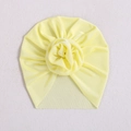 Elastic baby turban hat in light yellow with decorative 3D flower knot detail - Light Yellow