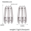 Three-layer heart-shaped stainless steel earrings in silver finish, size 2.5cm by 1.4cm - Three-layer Streamlined Style (F866) / Steel