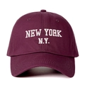 Burgundy baseball cap with white New York N.Y. embroidery on premium cotton twill - Burgundy