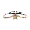Verstellbares dreifarbiges Perlenarmband mit buntem Zirkon-Stern und MOM-Anhänger - Schwarzes Seil Dreifarbige Perlen MOM