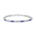 Elegant S925 sterling silver bracelet featuring alternating blue and white round zircons - 3mm Blue/white Zirconium White Gold 16.5cm Approx. 7g